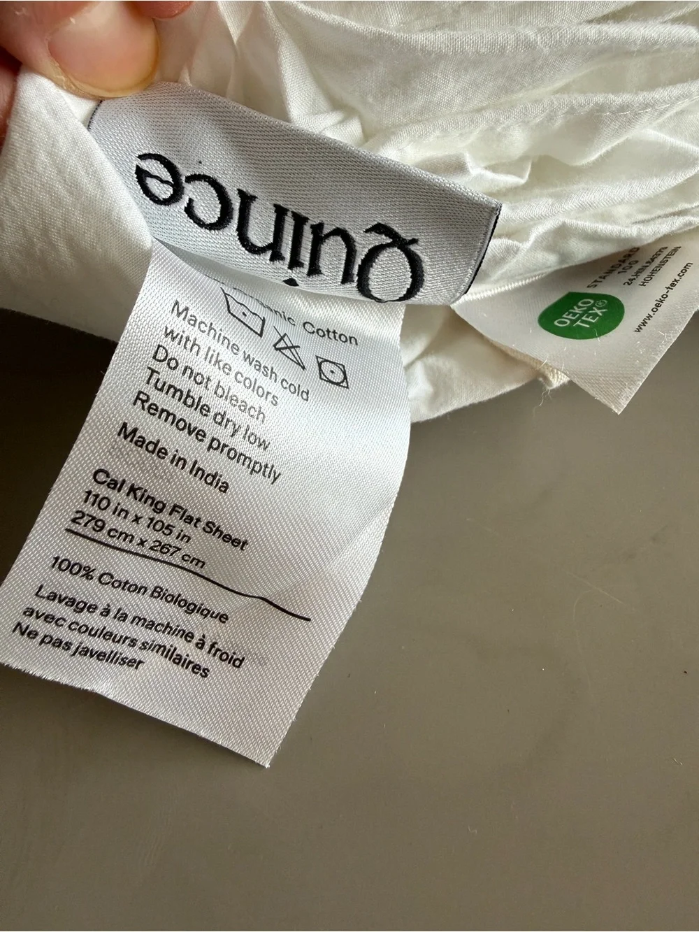 Quince White Cal King Brushed Cotton Sheet Set - Fitted, Flat, 2 pillowcases